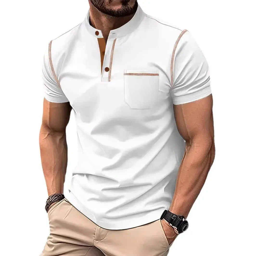 POLO Shirt Stand Collar Pocket Men's Sports Polo Shirt