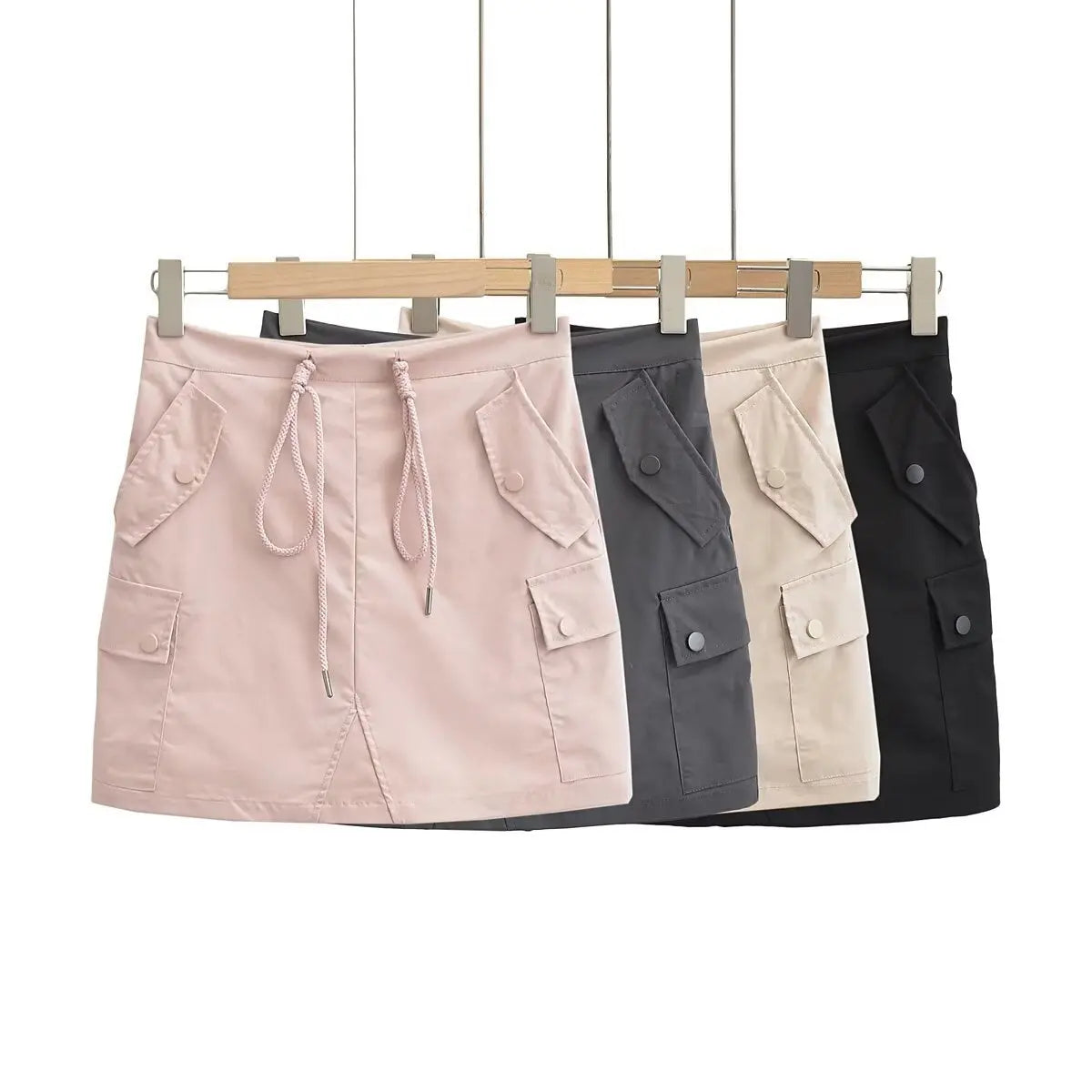 Drawstring pocket skirt for women