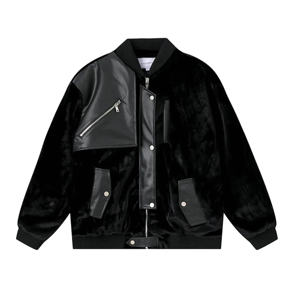 Fur jacket leather splicing motorcycle jacket for men