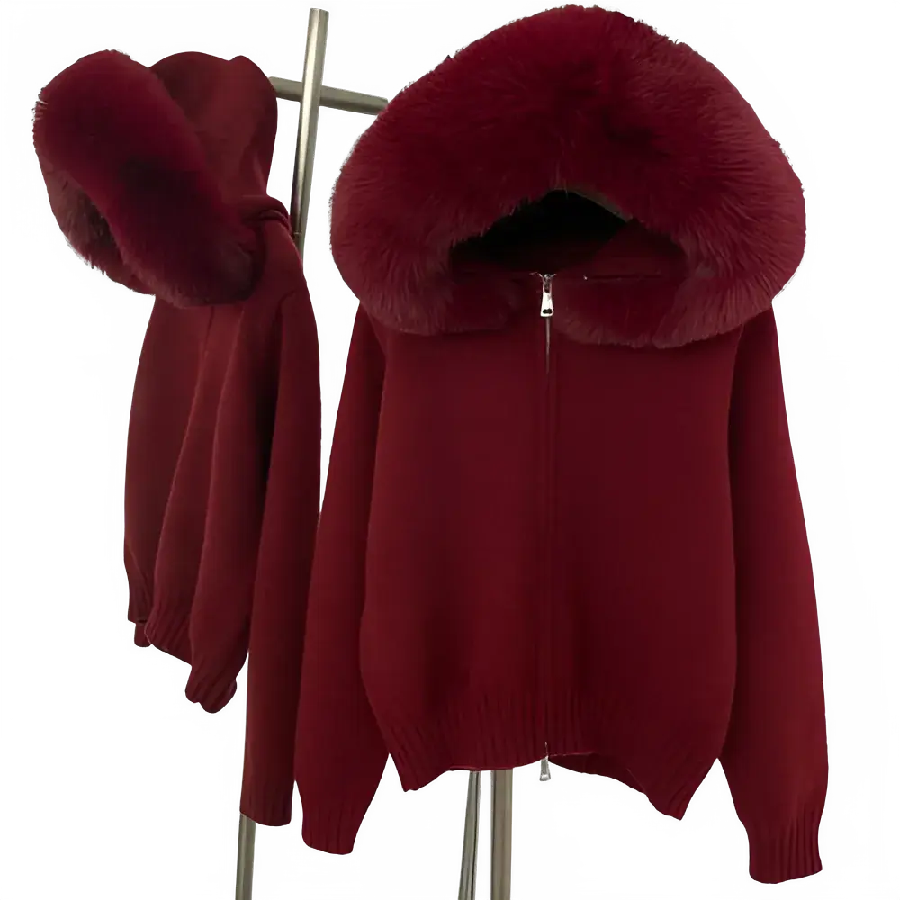 Oversized Faux Fur Hooded Cardigan for Women