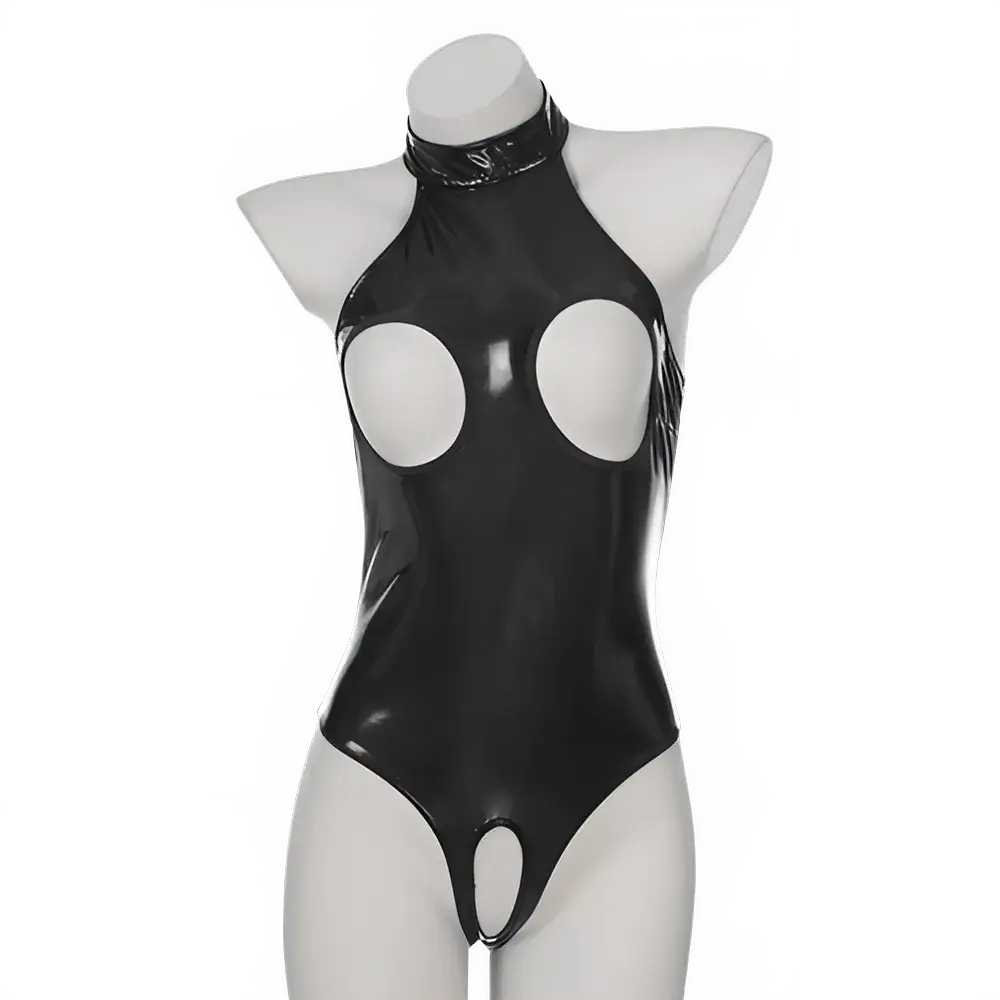 Crotchless Patent Leather Bodysuit & Mini Skirt Set