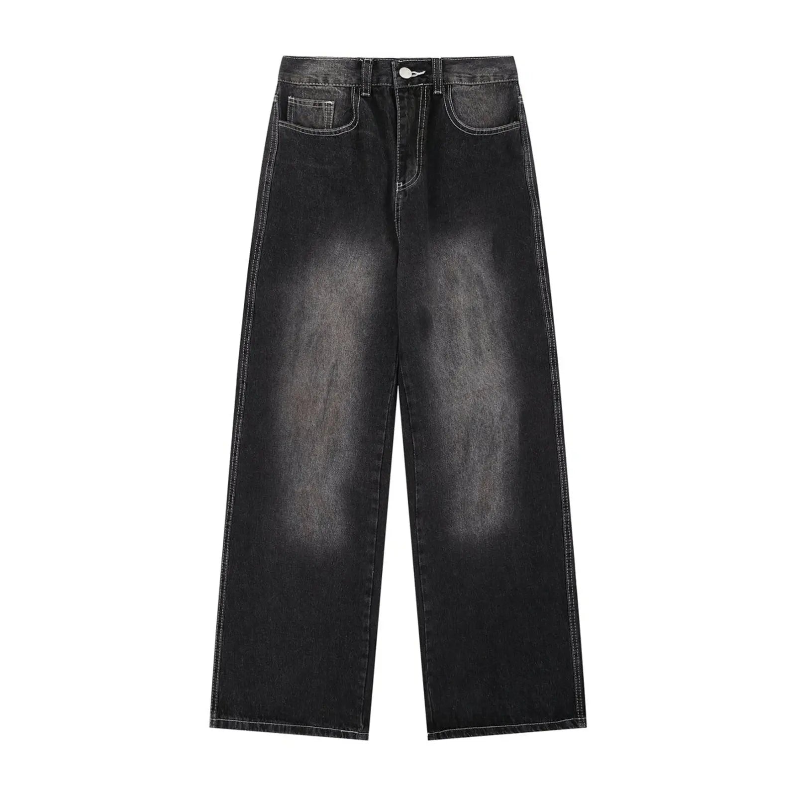 Washed Straight Jeans Men Loose Slimming Design Trousers