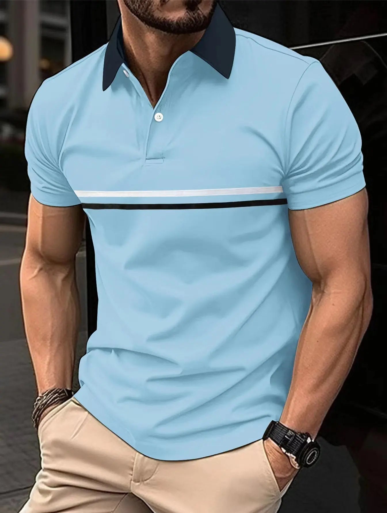 Polo Shirt Button Up Men's Sports Polo Shirt