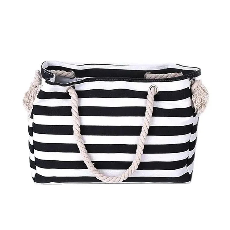 Striped Canvas Beach Handbag - 2023 Fashion