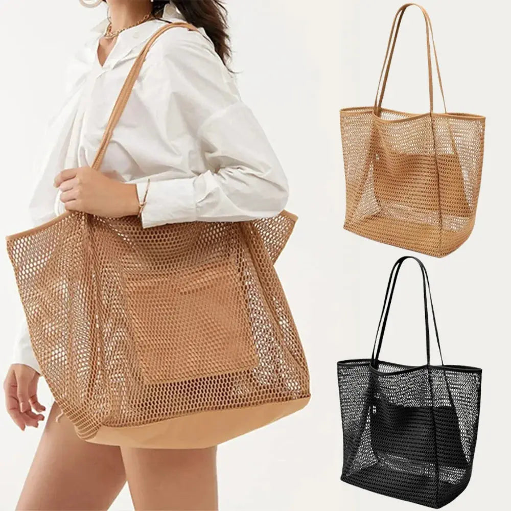 Large Beach Nylon Mesh Tote Bag for Casual Use