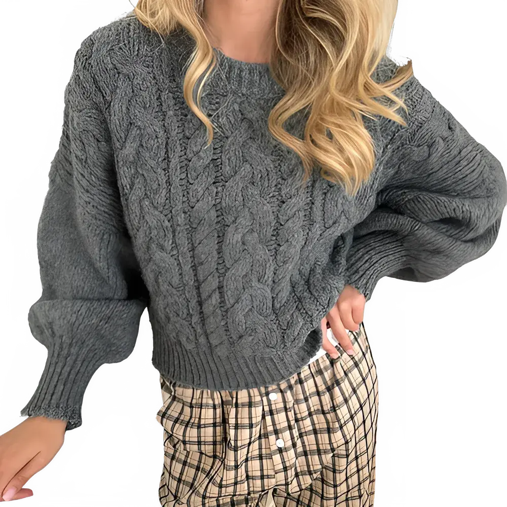 Women's Y2K Chunky Knit Cropped Sweater