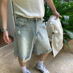 Washed distressed denim shorts for men Markonline