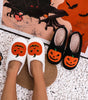 White Halloween Pumpkin Print Plush Slippers (Runs Small, Size Up) Dear-Lover Dropshipping