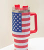Red Rhinestone American Flag Print Handled 40oz Thermos Tumbler Dear-Lover Dropshipping