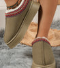 Sage Green Contrast Print Suede Plush Lined Snow Boots Dear-Lover Dropshipping