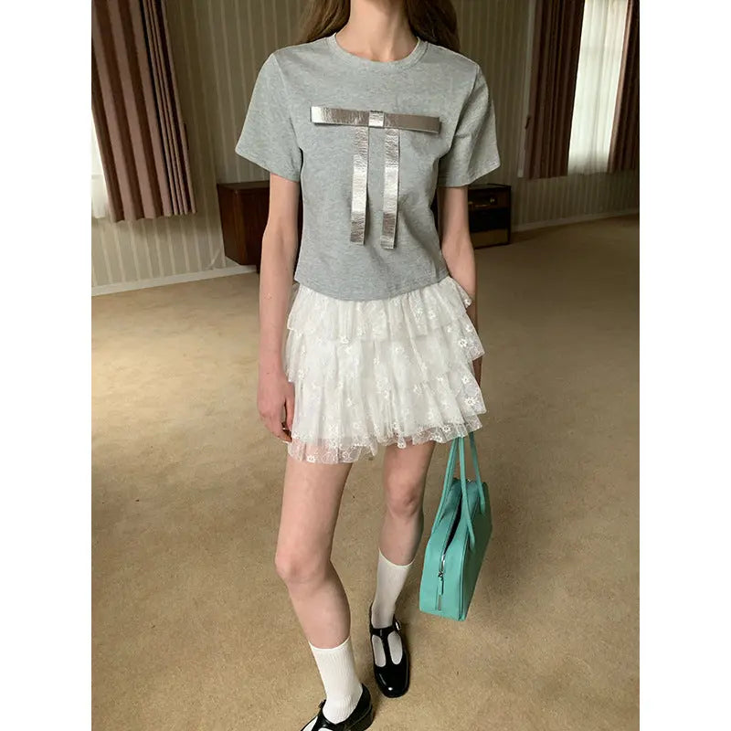 Lace cake short skirt for women eprolo