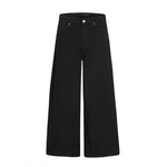 Vintage Black Denim Pants for Men and Women Straight Clean Fit Loose Wide Leg Floor-Length Casual Trousers Markonline