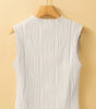 White Solid Color Wavy Textured Round Neck Tank Top Dear-Lover Dropshipping