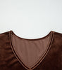Chicory Coffee Solid Color Velvet V Neck Long Sleeve Tiered Mini Dress Dear-Lover Dropshipping