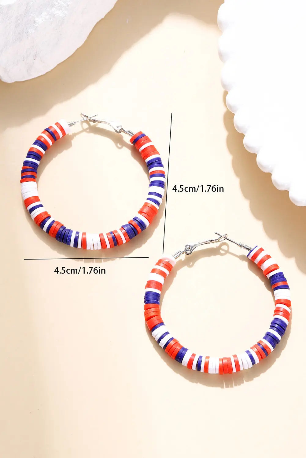 Fiery Red Patriotic Multicolored Bead Hoop Earrings Dear-Lover Dropshipping