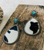Black Cow Print Turquoise Drop Earrings Dear-Lover Dropshipping