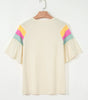 White Color Block Stitched Sleeve Loose T Shirt Markonline