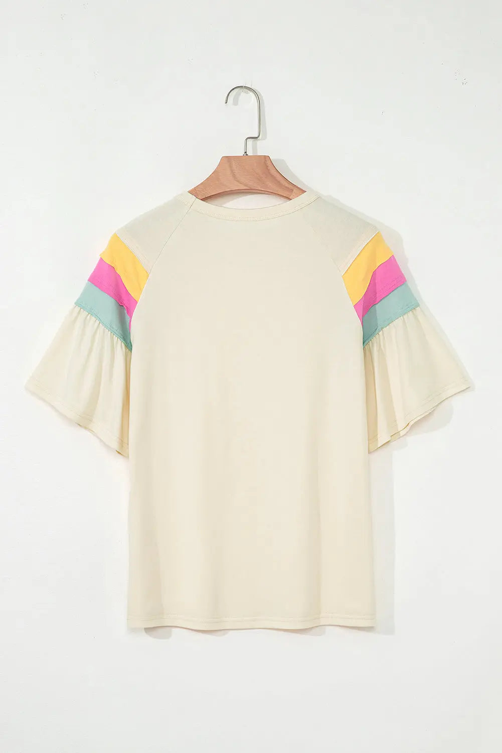 White Color Block Stitched Sleeve Loose T Shirt Markonline