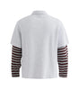 Collar sports fake two striped polo shirt sweatshirt Markonline