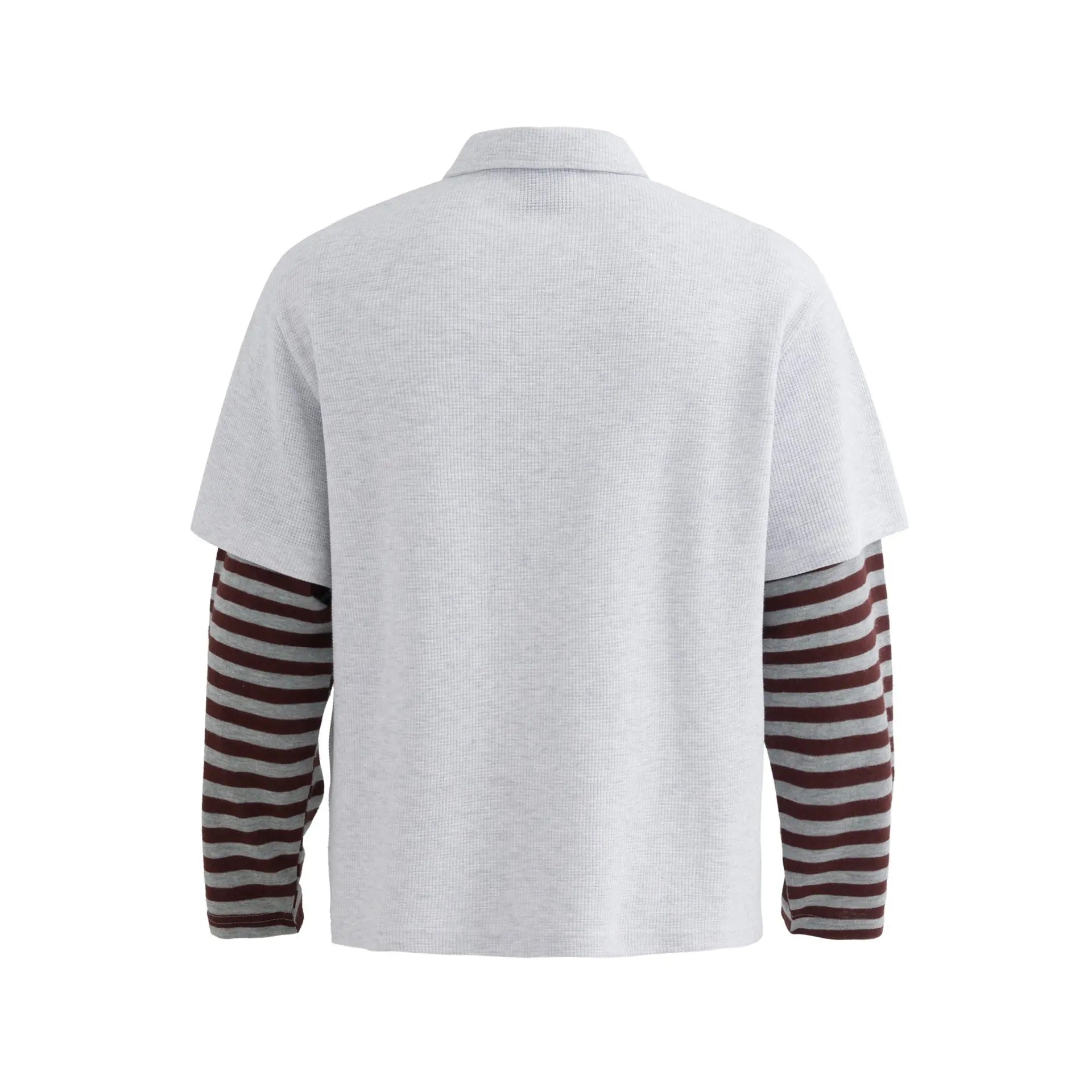 Collar sports fake two striped polo shirt sweatshirt Markonline