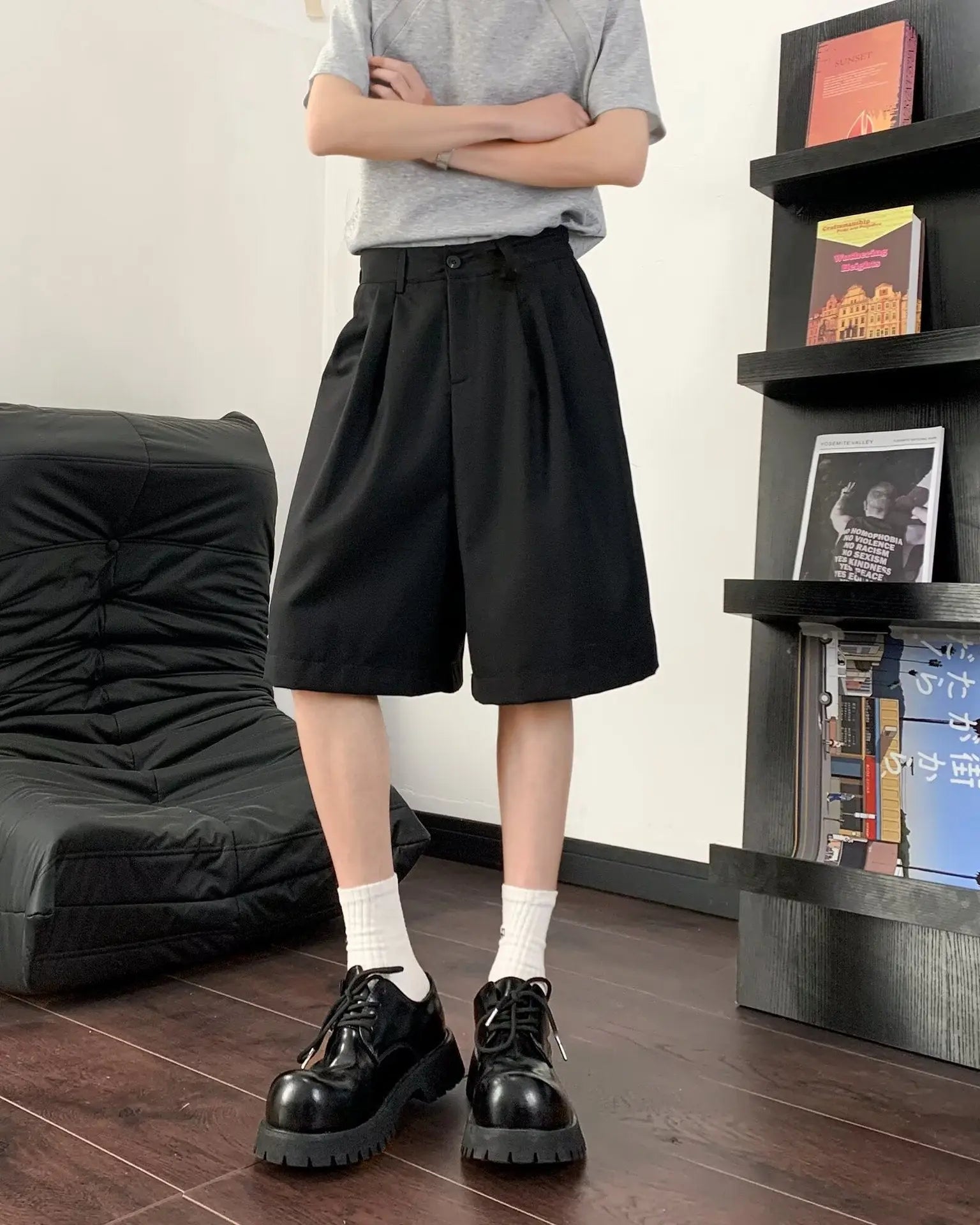 Loose straight casual five quarter pants for men Markonline