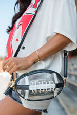 Black Rugby Football Contrast Trim Fringe PVC Clear Shoulder Bag Dear-Lover Dropshipping