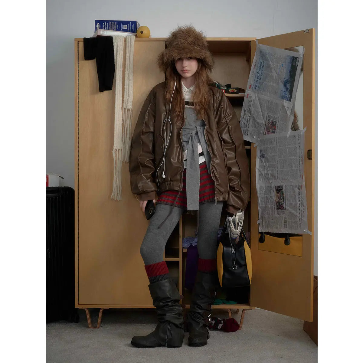 Leather jacket motorcycle cotton coat jacket eprolo