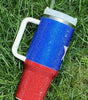 Dark Blue American Flag Star Full Rhinestone Handle Tumbler 40oz Dear-Lover Dropshipping