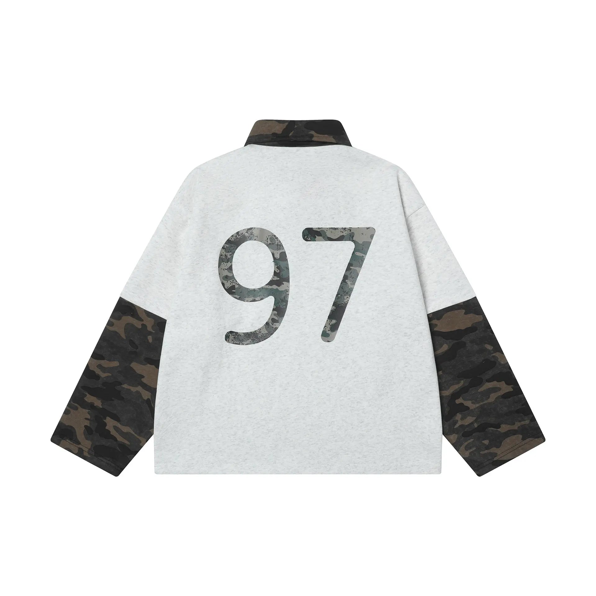 Retro camouflage color blocked fake two-piece lapel polo shirt Markonline