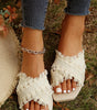 Beige Tassel Woven Crossed Straps Flat Slippers Dear-Lover Dropshipping