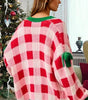 Pink Plaid Knit Bow Knot Decor Open Front Sweater Cardigan Dear-Lover Dropshipping