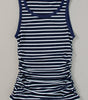 Blue Stripe Contrast Round Neck Sleeveless Slim Top Markonline