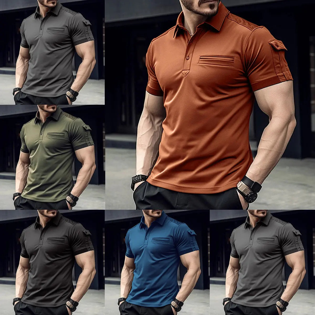 Polo Pocket Men's Muscle Sports Polo Shirt