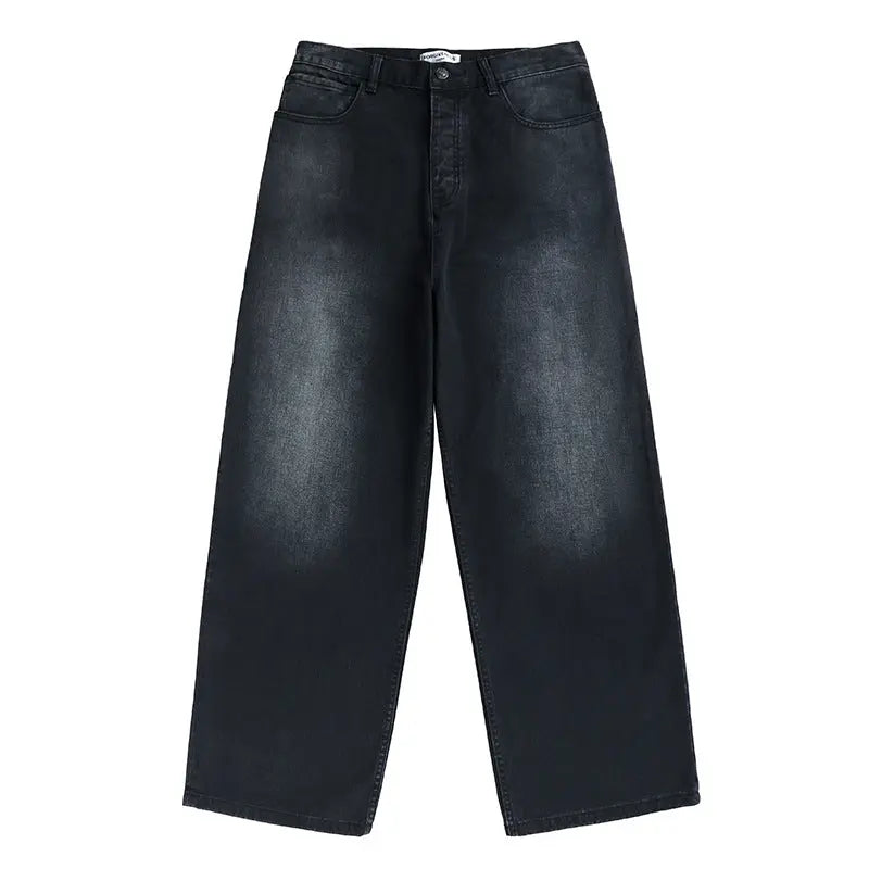 Black and Grey Straight Loose Casual  Denim Pants for Men and Women eprolo