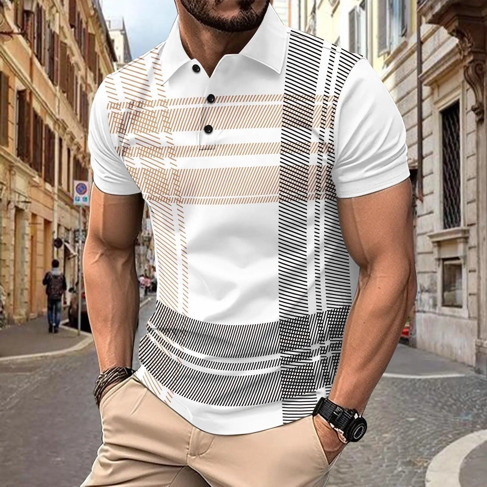 POLO printed striped men's sports polo shirt Markonline