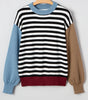 Color black Striped Panels Colorblock Sleeve Chic Sweater Dear-Lover Dropshipping