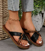 Black Criss Cross PU Leather Flat Slippers Dear-Lover Dropshipping