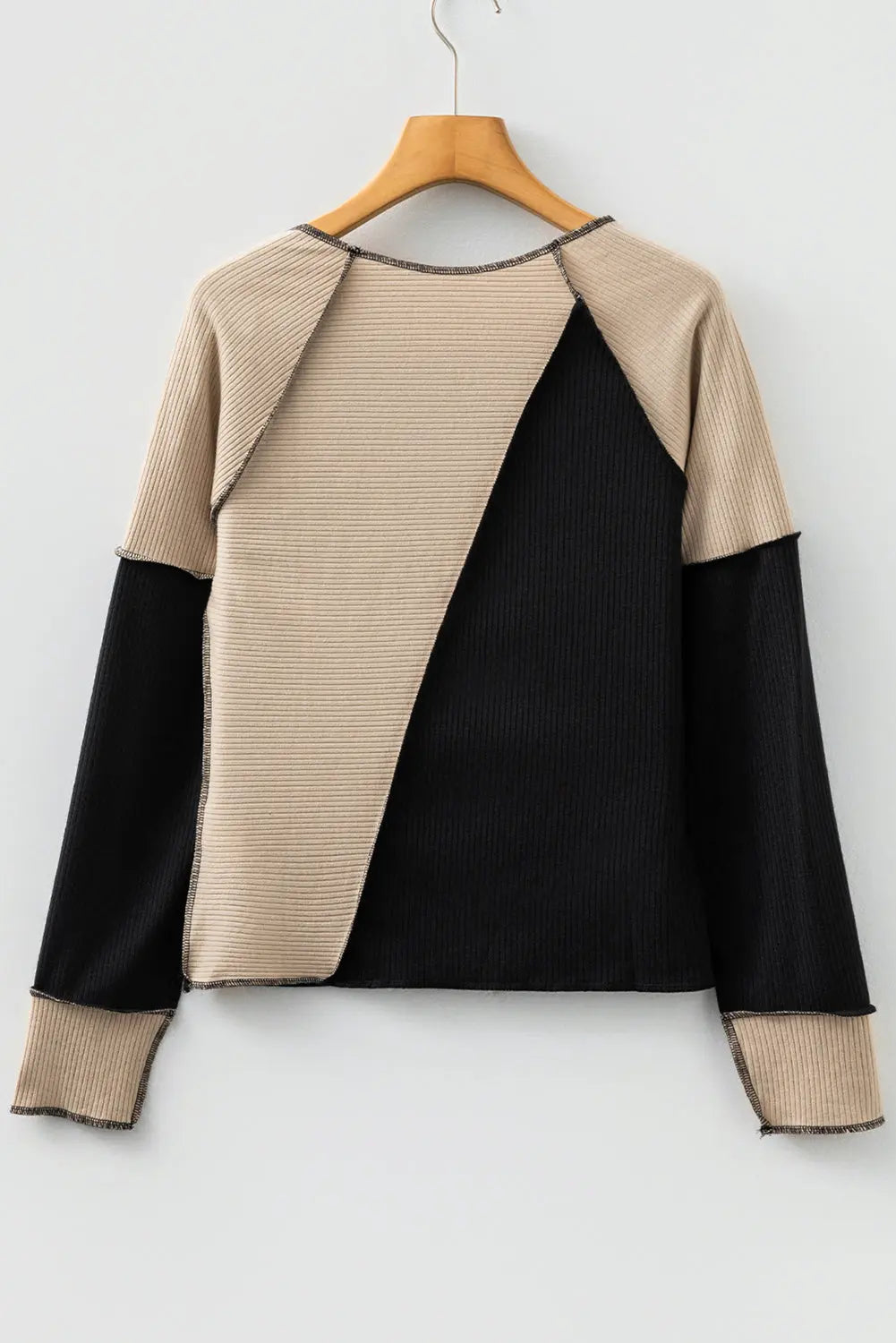 Multicolor Irregular Color Block Seaming Trim Rib Knit Top Dear-Lover Dropshipping