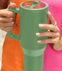 Dark Green Frosted Stainless Handle Large Vacuum Cup with Straw 40oz Dear-Lover Dropshipping