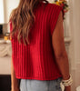 Fiery Red Solid Textured Knit Side Pockets Buttoned Sweater Vest Dear-Lover Dropshipping