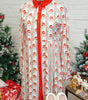 White Father Christmas Contrast Collar Button Front Long Sleeve A-line Mini Dress Markonline