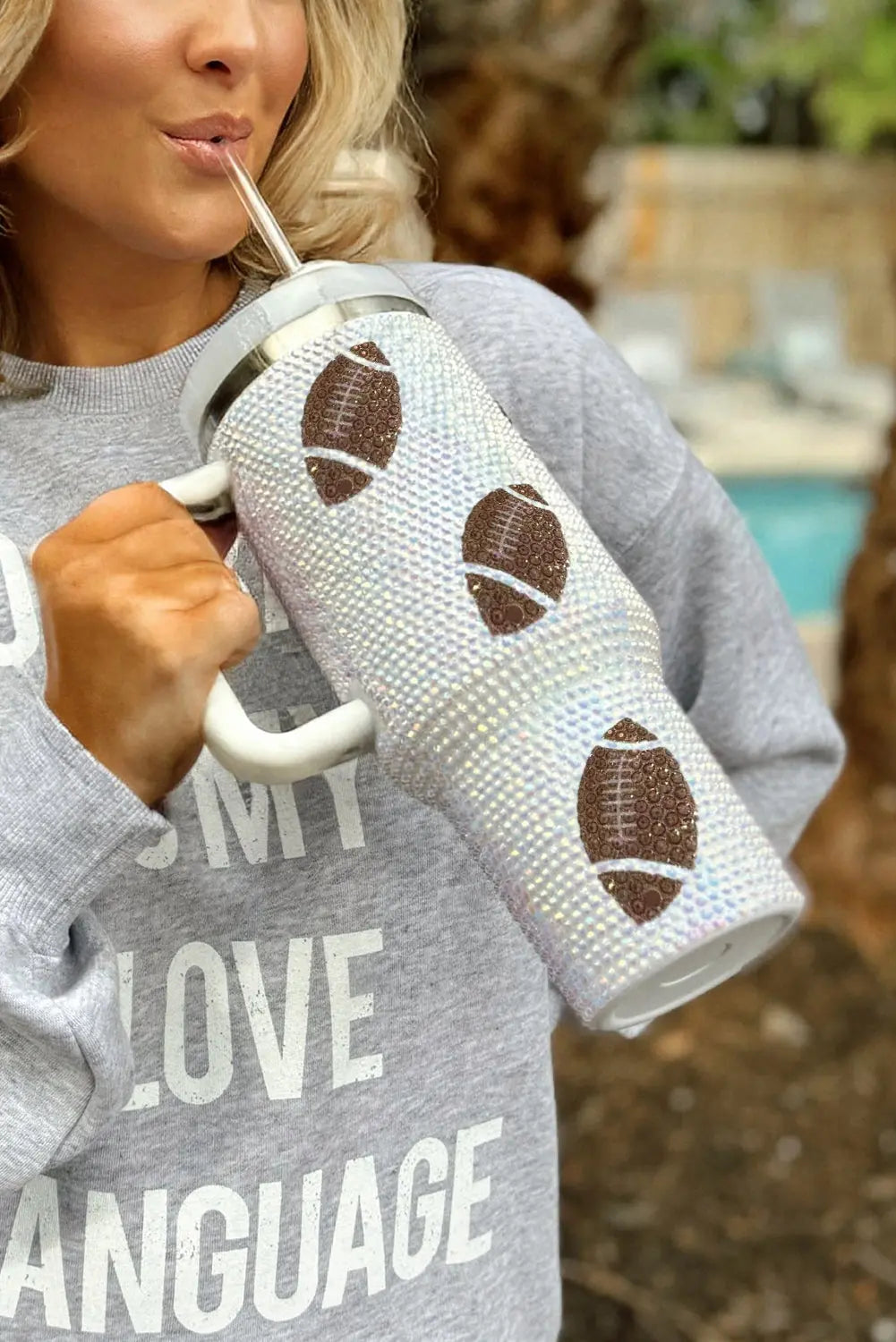 White Game Day Rugby Football 40oz Tumbler Dear-Lover Dropshipping