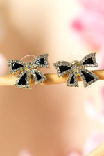 Black Rhinestone Bow Knot Stud Earrings Dear-Lover Dropshipping