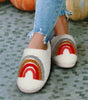 Bright White Rainbow Plush Winter Home Slippers Dear-Lover Dropshipping