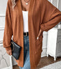 Chestnut Textured Knit Side Pockets Open Front Cardigan Dear-Lover Dropshipping