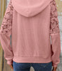 Gossamer Pink Lace Patchwork Raglan Sleeve Kangaroo Pocket Waffle Hoodie Dear-Lover Dropshipping
