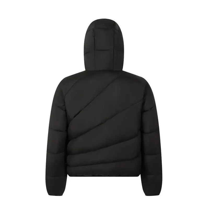 Street Style Asymmetric Zipper Deconstructed Ribbed Cotton Coat for Women, Winter Loose Warm Hooded Cotton Jacket for Men eprolo