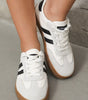 White Striped Lace-up Flat Sneakers Markonline