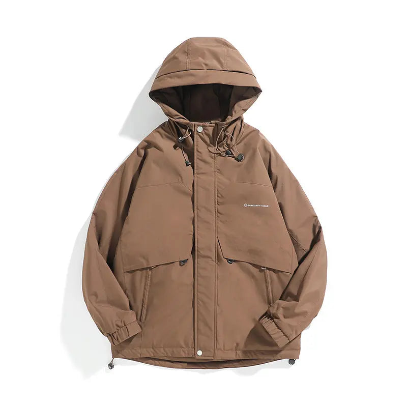 Outdoor Hooded Tactical Jacket for Men Loose Fit Functional Pockets Windbreaker Coat Markonline