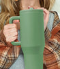 Dark Green Frosted Stainless Handle Large Vacuum Cup with Straw 40oz Dear-Lover Dropshipping